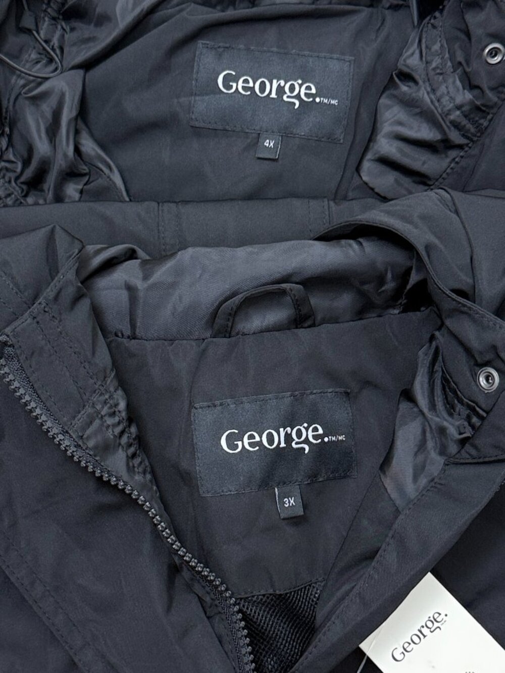 George Women Hooded Parka Rain Jacket Black Parka Coat XS XL 2X 3X 4X - Picture 7 of 9